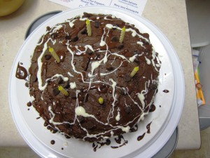 the cake upon completion