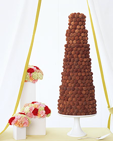 wedding cake covered in chocolate truffles...yummy!